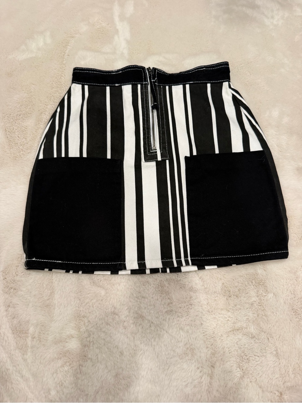 Urban Outfitters Black and White Striped Patch Pocket Mini Skirt